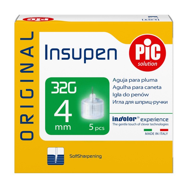 PiC Solution Insupen, igły do penów insulinowych 32G x 4 mm, 5 szt.