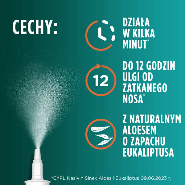 Nasivin Sinex Aloes i Eukaliptus,0,5mg/ml,aer.do nosa, 15 ml