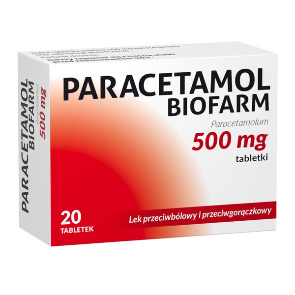 Paracetamol Biofarm, 500 mg, tabletki, 20 szt.