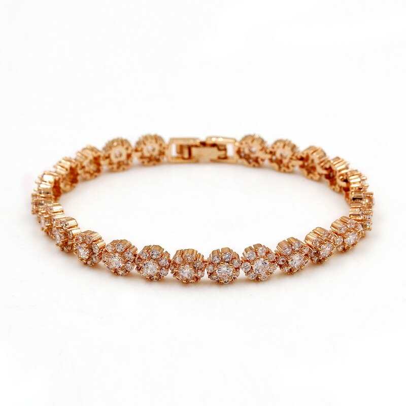 cyrkonia krysztalowe kwiaty bransoletki tenisowe dla kobiet lub bizuteria slubna dla nowozencow CZ