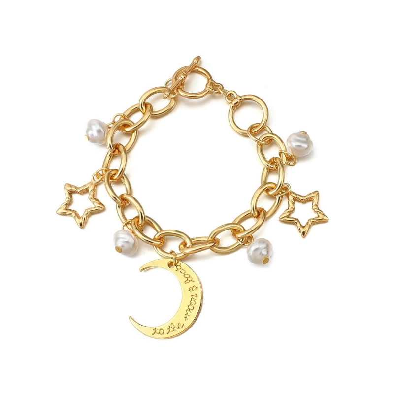 zlote Boho kolor polksiezyc gwiazda uroku bransoletki dla kobiet perla lancuszek z wisiorem bransoletka damska bizuteria prezenty dla par