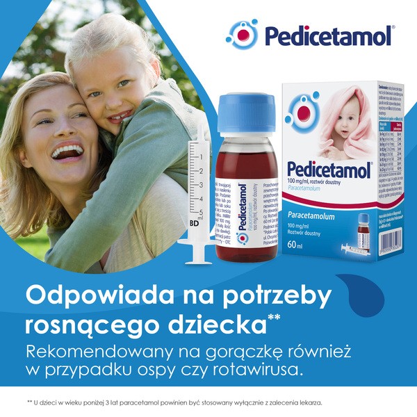 Pedicetamol, 100 mg/ml, roztwór doustny, 60 ml