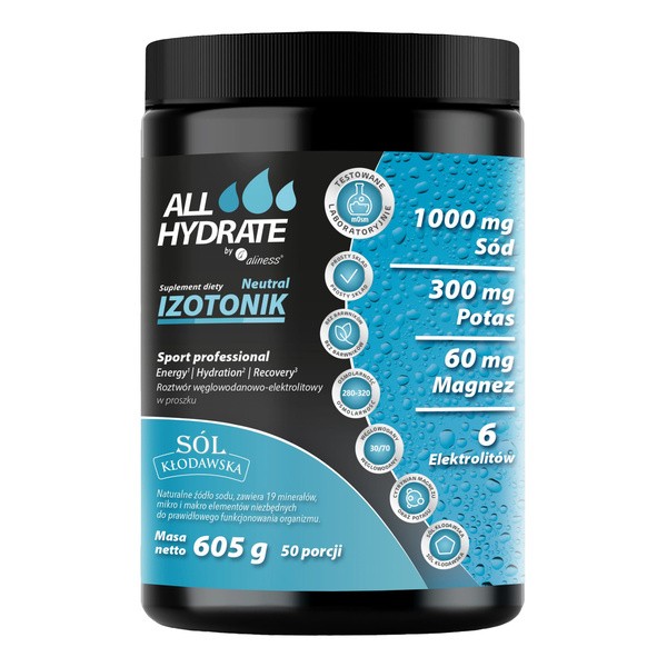 ALLHydrate Izotonik Neutral, proszek, smak neutralny, 605 g