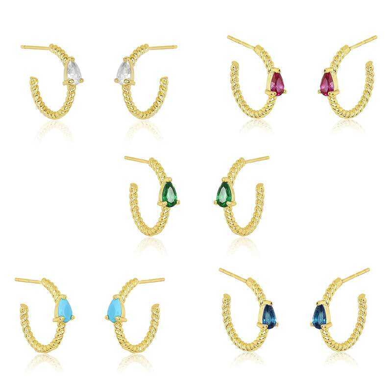 AIDE – Boucles d'oreilles puces colorées en oxyde de zirconium pour femmes – Modèles en argent sterling 925 et plaqué or – Idée cadeau bijoux pour elle