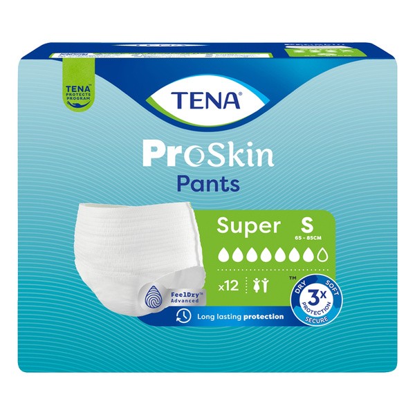 Zestaw 4 x TENA Pants ProSkin Super, majtki chłonne, rozmiar S, 12 szt.