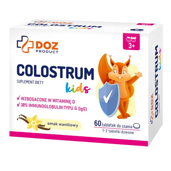 Doz Product Colostrum Kids, tabletki do ssania, smak waniliowy, 60 szt.