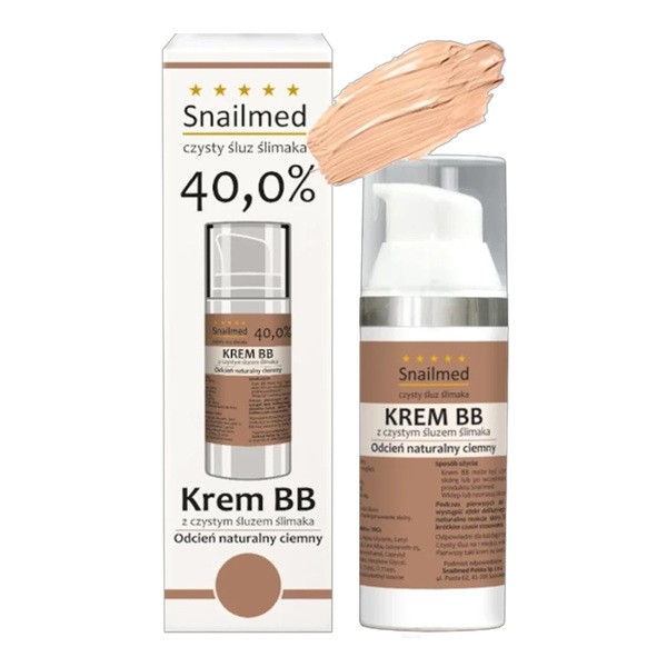 Snailmed, krem BB ze śluzem ślimaka i woskiem pszczelim, naturalny ciemny, 30 ml