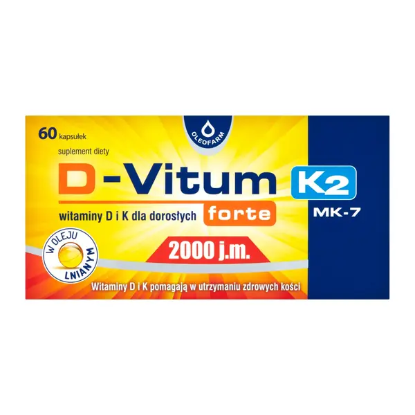 D-Vitum Forte 2000 j.m. K2 MK-7, witaminy D i K dla dorosłych forte, kapsułki, 60 szt.
