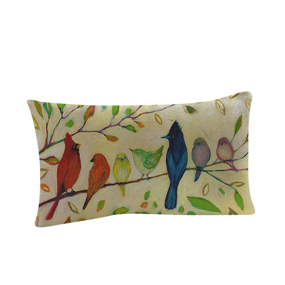 30x50 cartoon Bird Oil Painting Flower Printing Sofa Bed Home Decoration Festival pillow cover case Cushion home decor cojines
