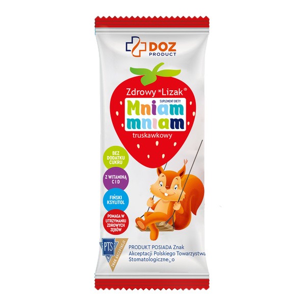 DOZ Product Zdrowy Lizak Mniam-Mniam, smak truskawkowy, 1 szt.