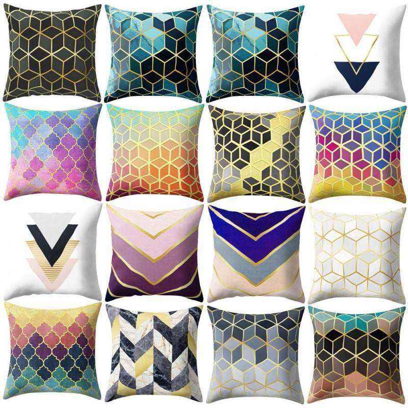 Fronha quadrada com estampa geométrica irregular, capa de almofada, capa de almofada para decoração retrô, 45x45cm