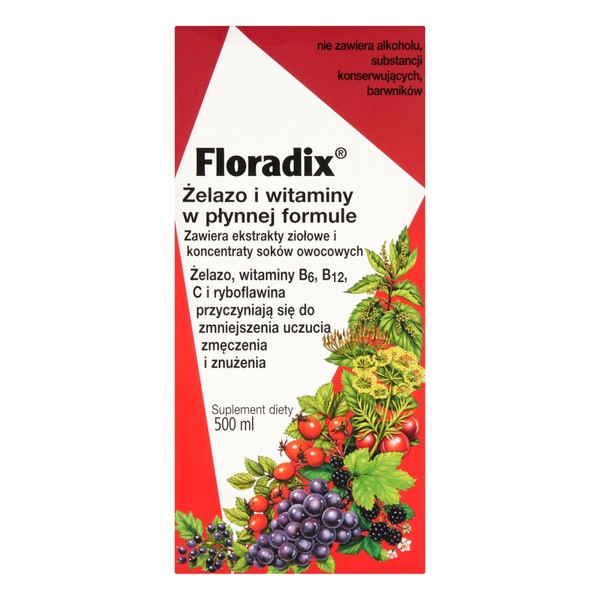 Floradix, płyn żelazo i witaminy, 500 ml