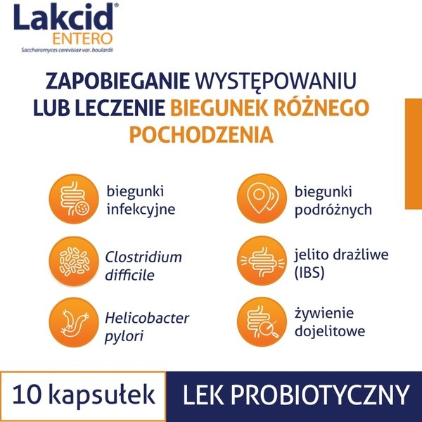 Lakcid Entero, 250 mg, kapsułki twarde, 10 szt