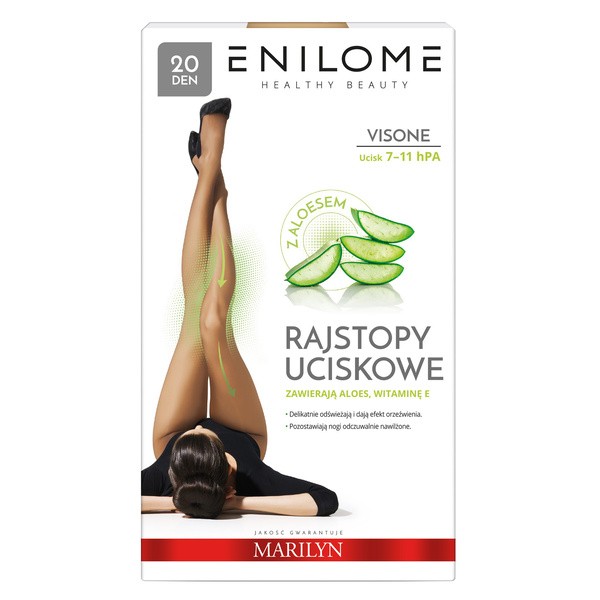 Enilome Healthy Beauty Aloe, rajstopy uciskowe, półmatowe, kolor Visone, rozmiar M, 20 DEN