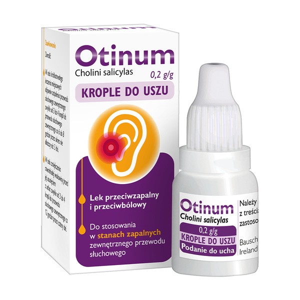 Otinum, 20% (200 mg/g), krople do uszu, 10 g