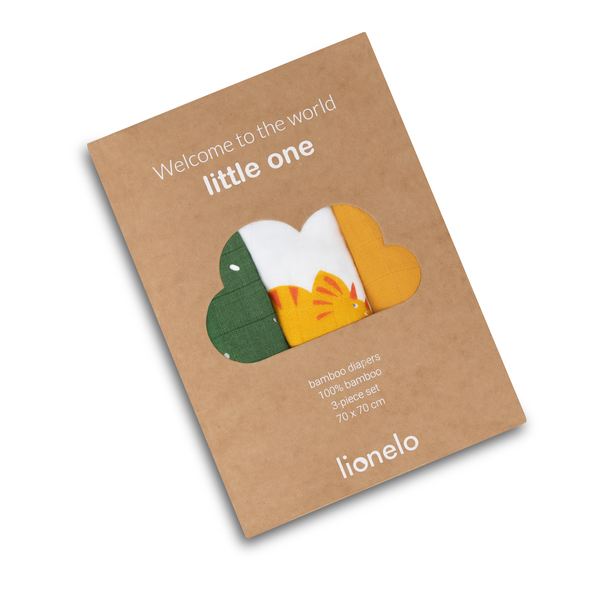 Lionelo, Bambusowe pieluszki dla dziecka, dino, 3 szt.