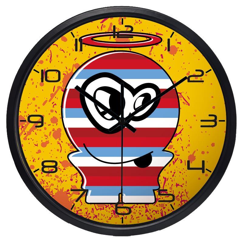 Cartoonfilm portret wandklok, grappige kinderklok zonder tikgeluid