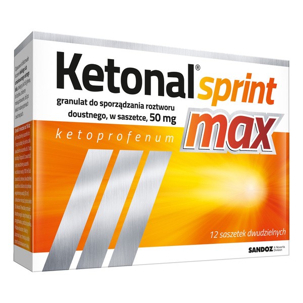 Ketonal Sprint Max, 50 mg, granulat do sporządzania roztworu doustnego, 12 saszetek
