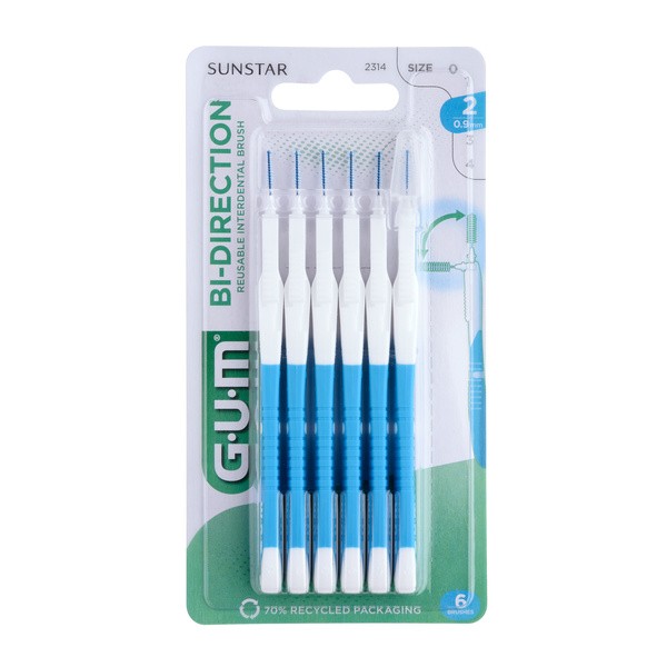 Gum Bi-Direction, szczoteczka międzyzębowa, 0,9 mm walec, 6 szt.