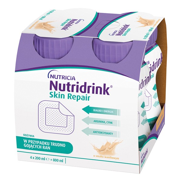 Nutridrink Skin Repair, smak waniliowy, płyn, 4 x 200 ml
