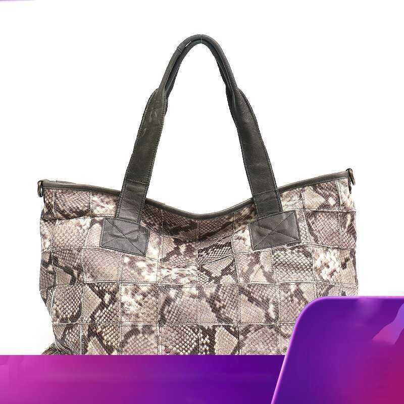 Sac bandoulière femme SC grand format en cuir véritable, motif serpent rétro, patchwork de cuir, sac de voyage décontracté, idéal pour maman