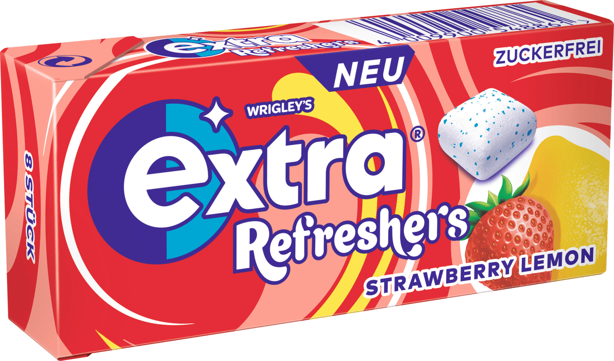 Kauwgom, Refreshers Aardbei Citroen, suikervrij, 8 stuks