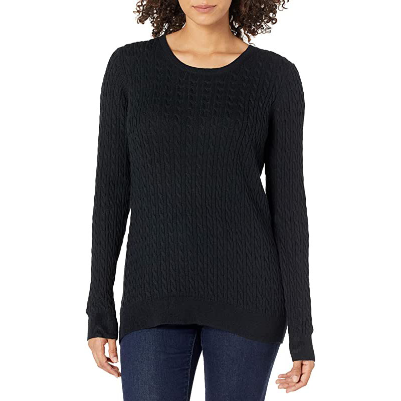 Lekki sweter damski Essentials z długim rękawem i okrągłym dekoltem