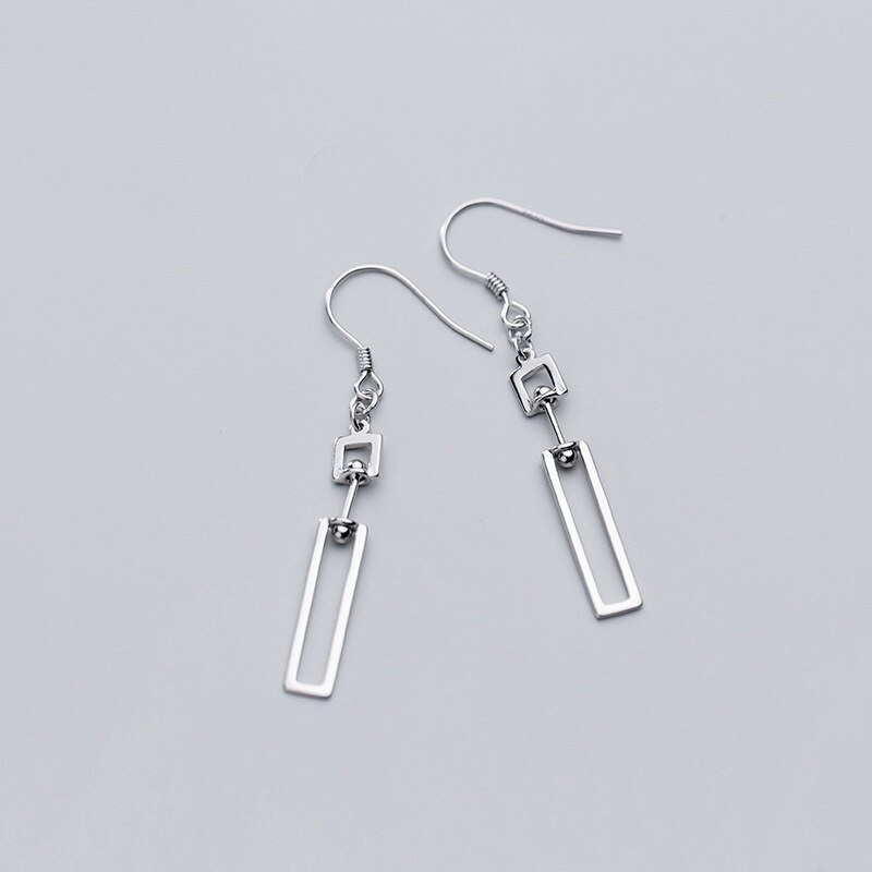 MloveAcc 100% prawdziwe srebro kolczyki damskie geometryczne dlugie kolczyki w stylu boho kobiece kolczyki Party bizuteria