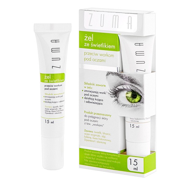 Zuma, żel ze świetlikiem przeciw workom pod oczami, 15 ml