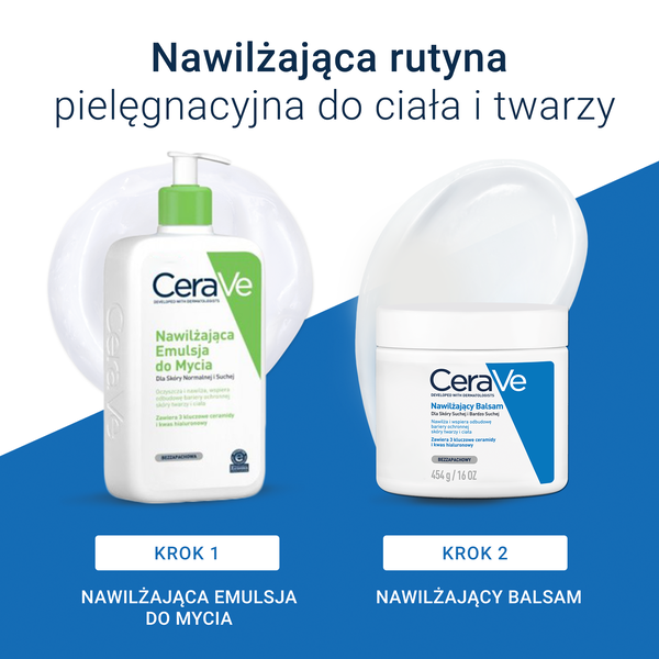 CeraVe, nawilżający balsam do twarzy i ciała z ceramidami do skóry suchej i bardzo suchej, 454 g