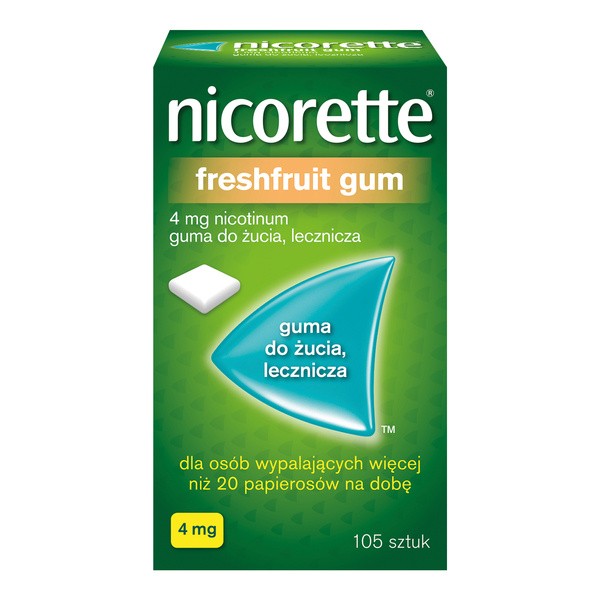 Nicorette FreshFruit Gum, 4 mg, guma do żucia, 105 szt.
