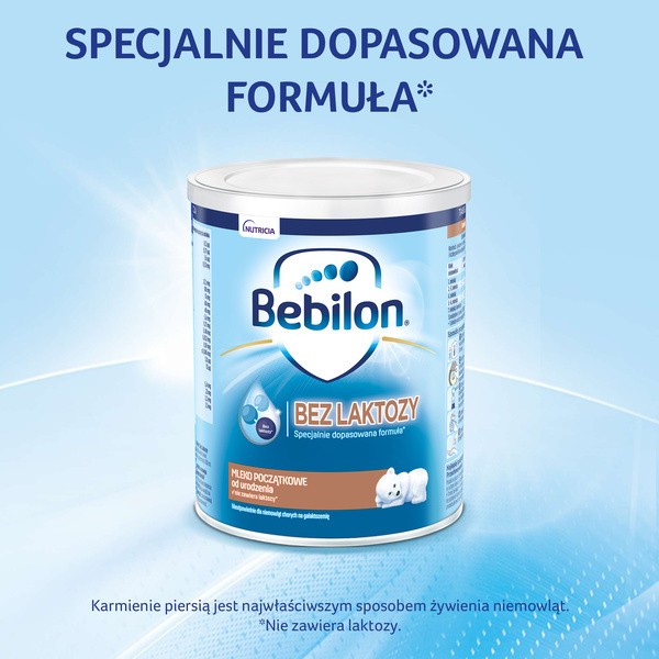 Bebilon, Bez Laktozy, mleko początkowe od urodzenia, proszek, 400 g