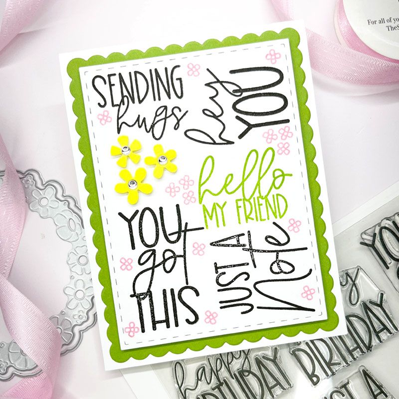 Flower Wreath Words Clear Stamp Set