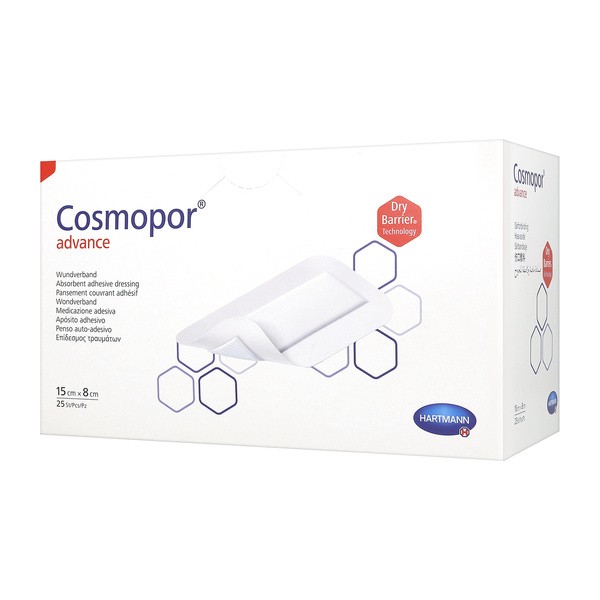 Cosmopor Advance, opatrunki do silnie sączących się ran, 15 cm x 8 cm, 25 szt.