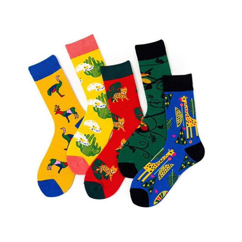 2019 Jesień Męskie Skarpety Zwierząt Druk Długie Skarpety Do Kostki Hip Hop Zabawne Skarpety Damskie Męskie Casual Sokken Damskie Calcetines Zima
