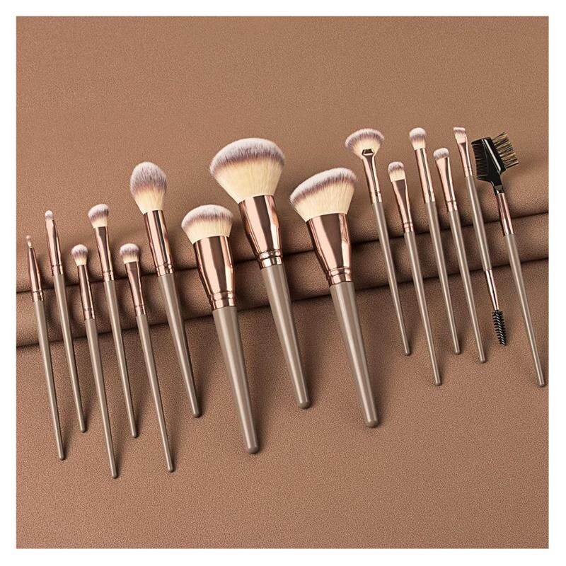 Conjunto de Pincéis de Maquiagem para Rosto e Olhos: Pincel para Cílios, Sombra, Sobrancelhas, Delineador, Base, Pó, Blush, Iluminador e Lábios.