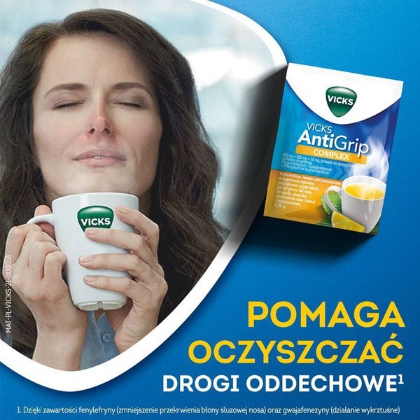 Vicks AntiGrip Complex (SymptoMed Cytryna), proszek do sporządzania roztworu doustnego, 10 saszetek