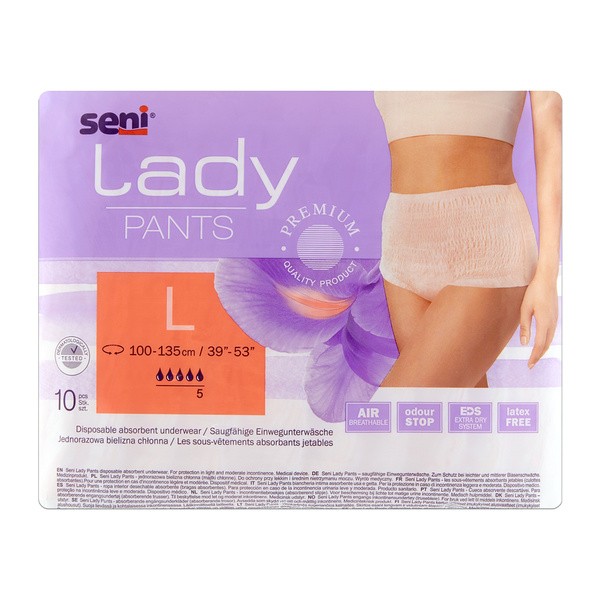 Seni Lady Pants, majtki chłonne, rozmiar L, 10 szt.