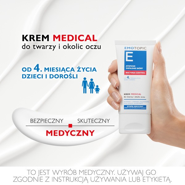 Emotopic Bacteria Control, krem do twarzy i okolic oczu Medical, 50ml