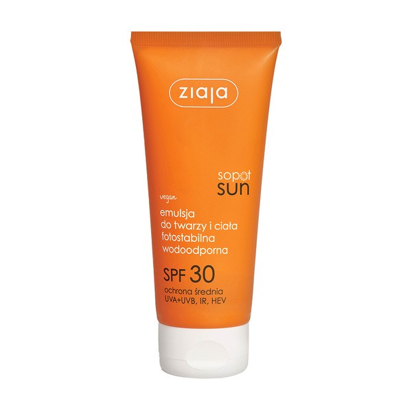 Ziaja Sopot Sun, wodoodporna emulsja do twarzy i ciała SPF 30, 100 ml