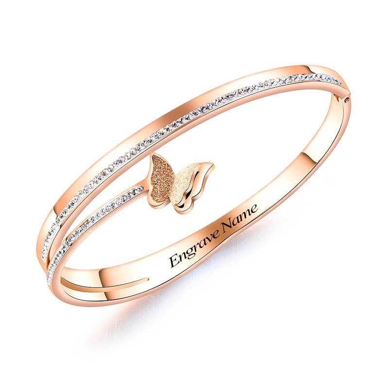 moda prosta grawerowana bransoletka moda osobowoSc motyl  damskie dla kobiety bizuteria na przyjecie Slubne