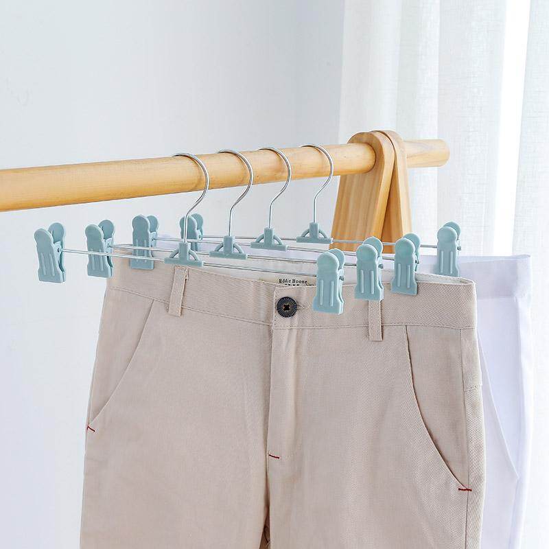 2/5 st flerfärgad halkfri plasthängare byxförvaringsklämma hemgarderob multifunktionell teleskopklämma sömlös byxklämma