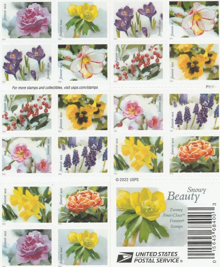 2022 USPS Snowy Garden Beauty Forever Postage Stamps