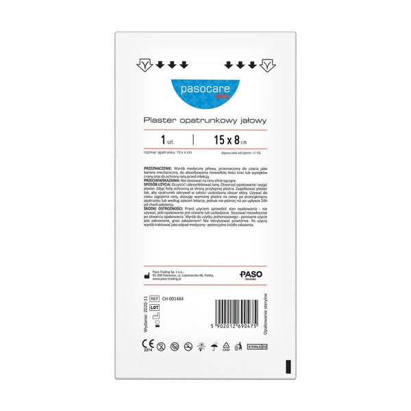 Pasocare Med, plaster, opatrunek jałowy, 15 cm x 8 cm, 1 szt.