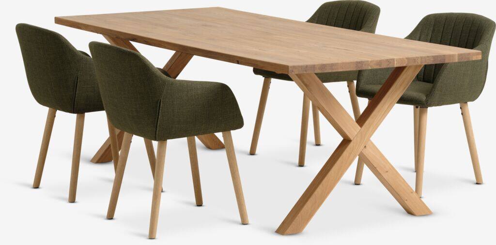 GRIBSKOV ADSLEV GRIBSKOV L230 egetræsbord 4 ADSLEV stol oliven