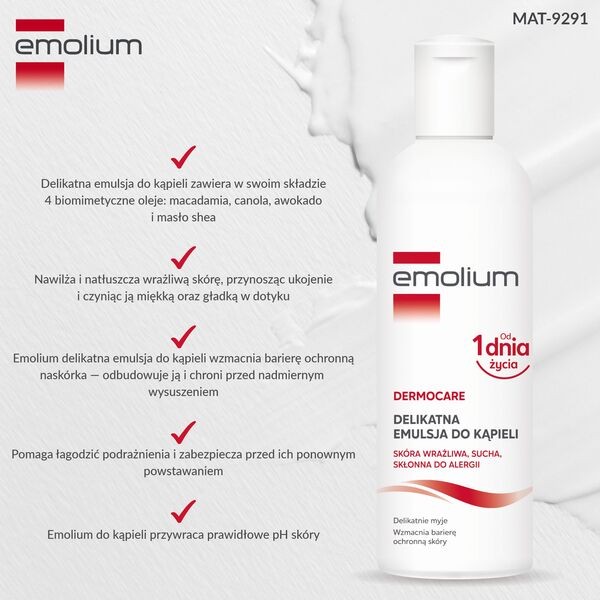 Emolium Dermocare, emulsja do kąpieli od 1. dnia życia, 200 ml