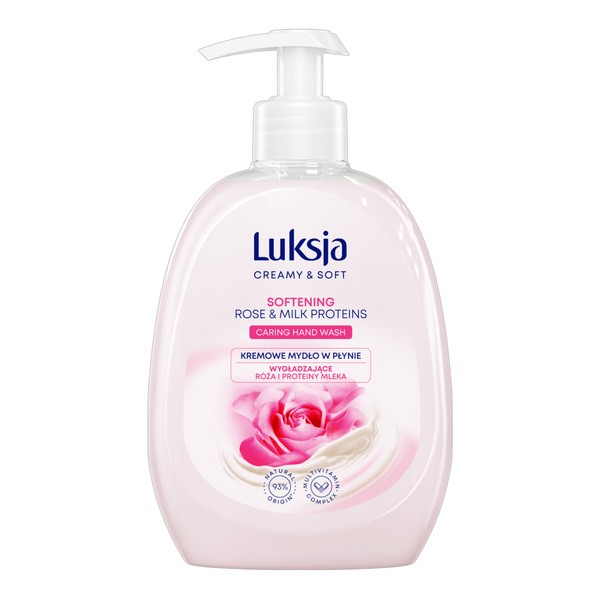 Luksja Creamy & Soft, wygładzające mydło w płynie, Róża i Proteiny Mleka, 500 ml