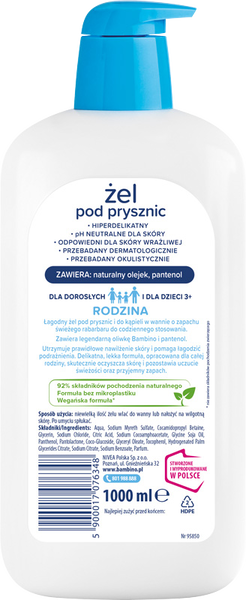 Bambino Rodzina, żel pod prysznic o zapachu rabarbaru, 1000 ml