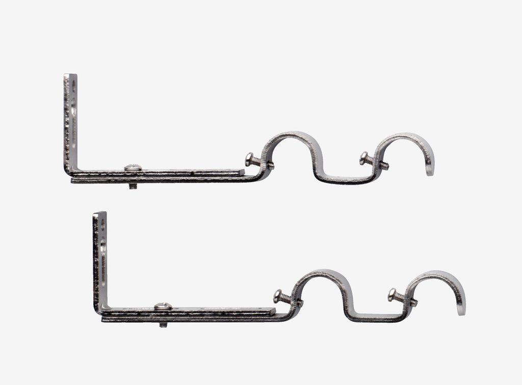 Dobbelt stangholder Ø19mm, børstet stål