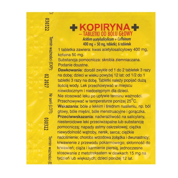 Kopiryna, 400 mg + 50 mg, tabletki, 6 szt.